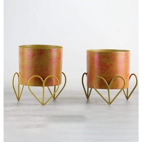 Round Glitter Finish Iron Pot