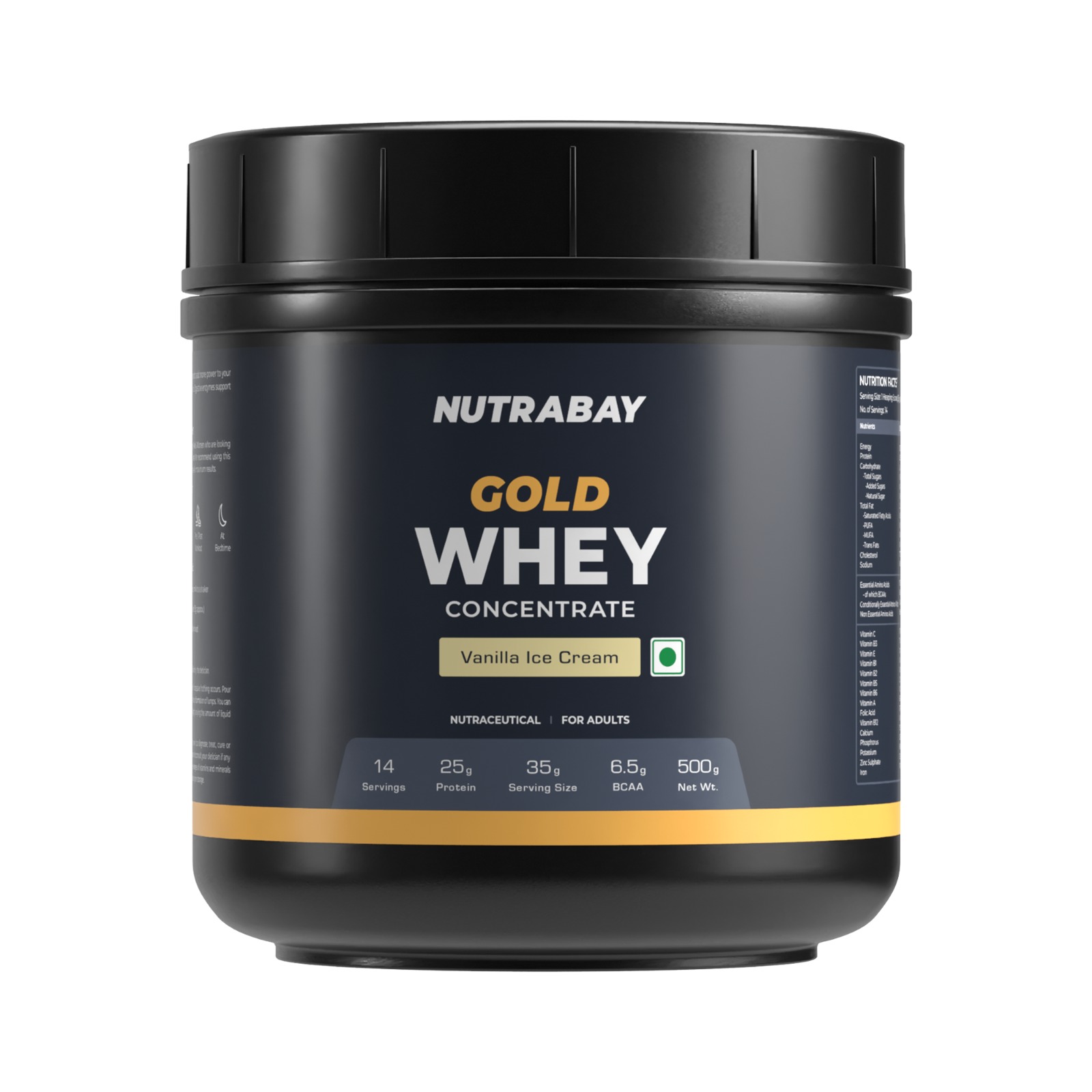 Nutrabay Gold 100% Whey Protein Concentrate 500 Gm (1.1 Lb) - Dosage Form: Powder