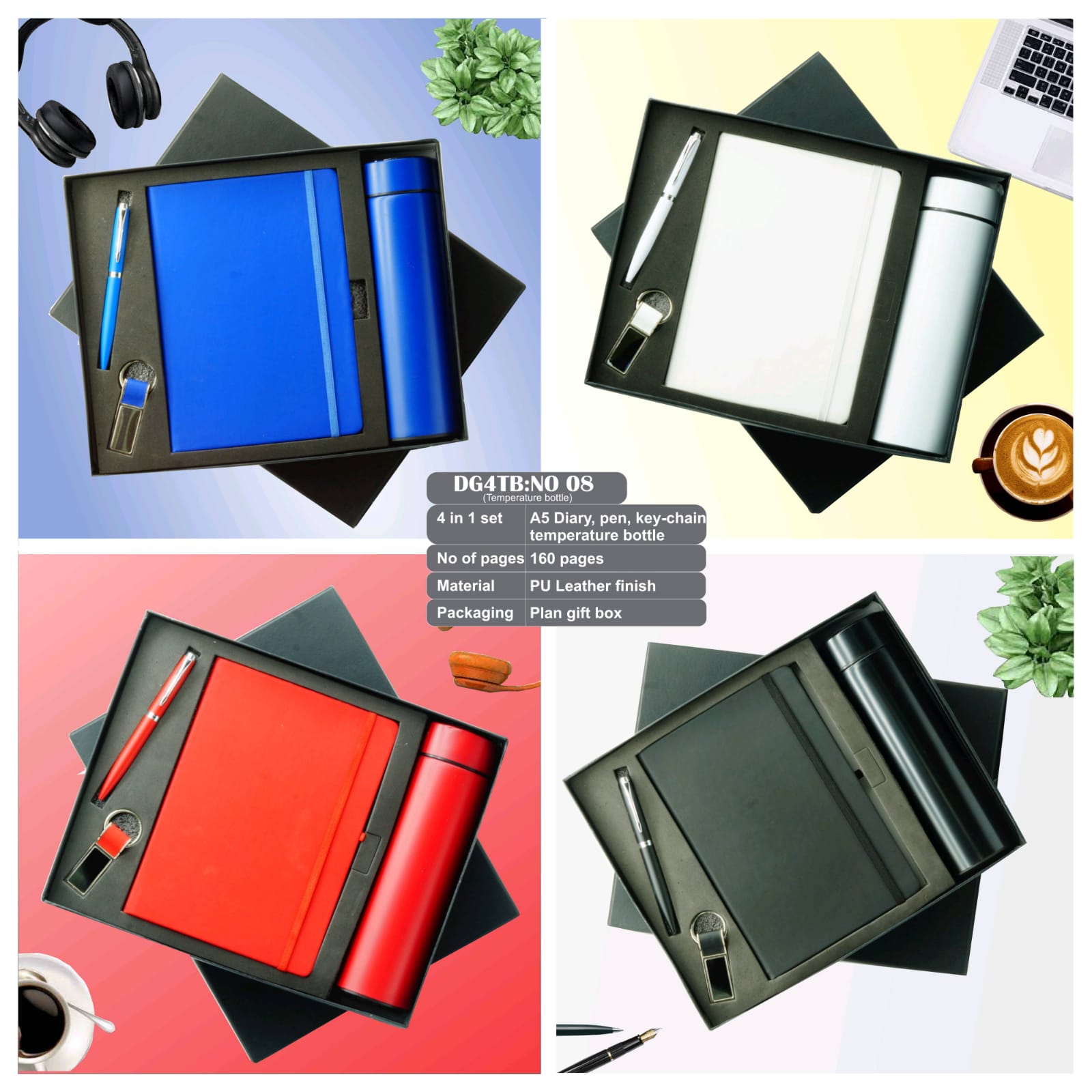 4 in 1 Premium Corporate Gift Set (with Temperature Bottle)