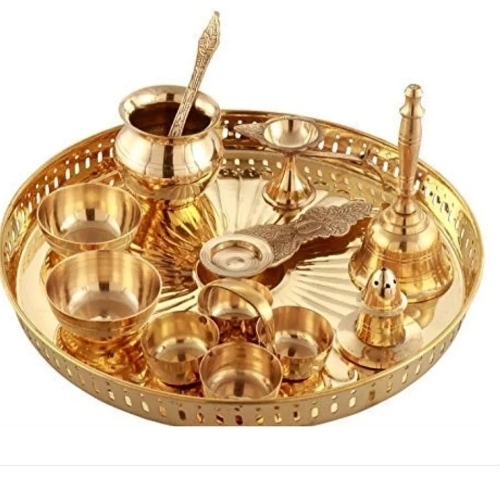 14inch Brass Pooja Thali Set