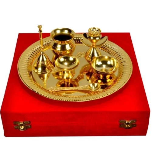 Brass Metal Pooja Thali Set