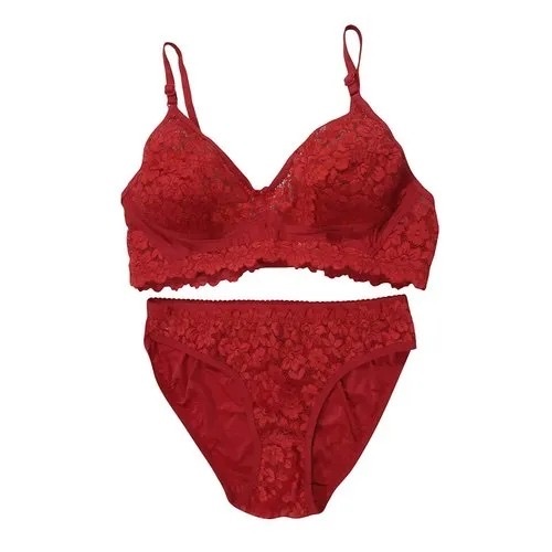 Full Floral Net Bra Panty Set