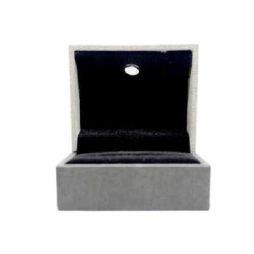 Portable And Lightweight Square Shape Grey Velvet Jewelry Ring Box