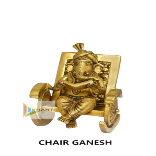 Brass Chair Ganesh Statue