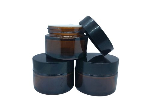 50 gm Amber Jar With Black Cap