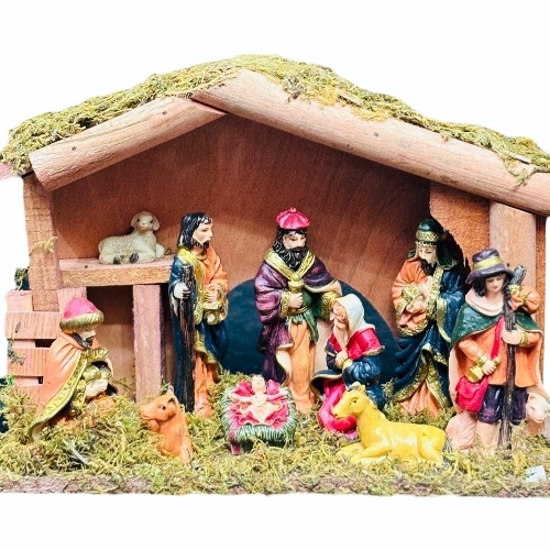 Wooden Christmas Crib Nativity Set