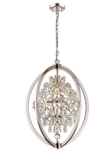 Crescent Pendant Chandelier - Color: Lvory Gold Metal Frame Clear Crystal