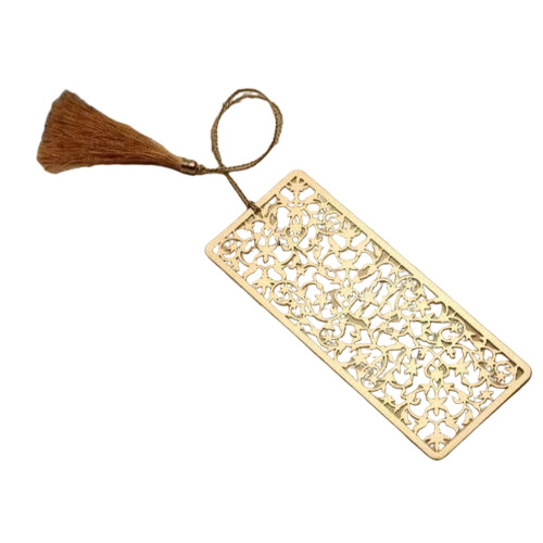 Brass Metal Bookmark - Rectangular, 6x4 Inch, Polished Finish | Fancy, Rustproof, Modern Style for Bookmarking