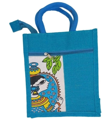 Blue Digital Print Jute Bag
