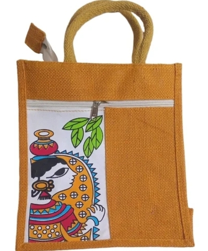 Mustard Yellow Digital Print Jute Bag