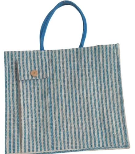 Striped Print Jute Shopping Bag
