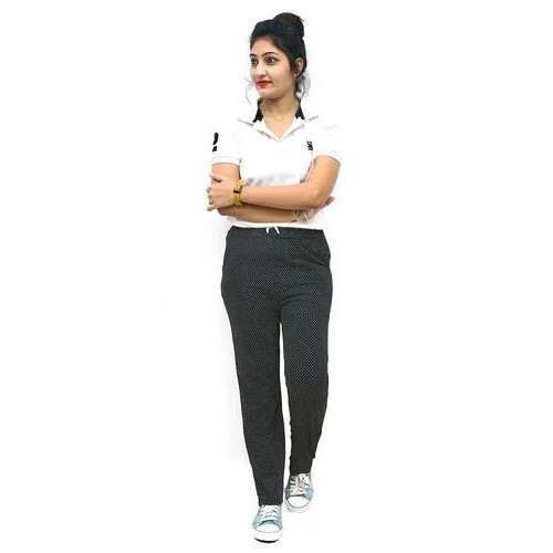 Black Cotton Printed Lower for Ladies