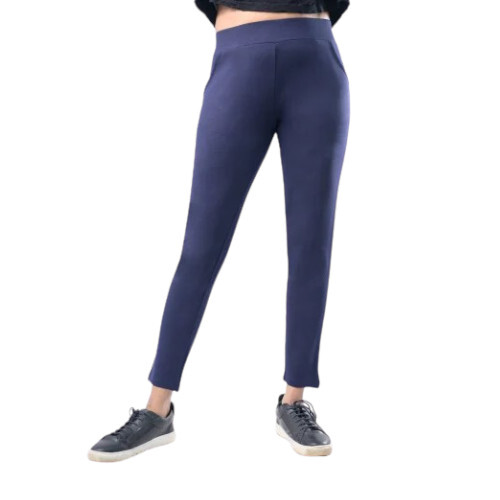 Ladies Blue Cotton Lycra Pant