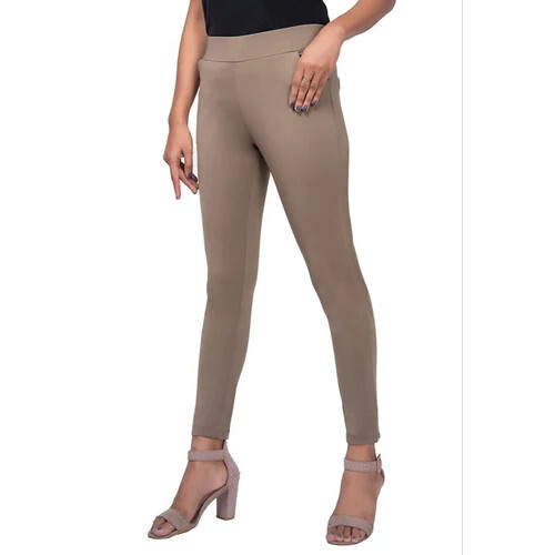 Ladies Cotton Beige Jeggings