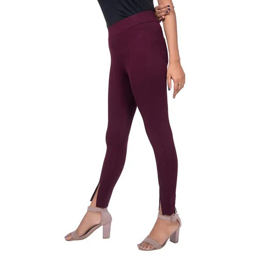 Ladies Cotton Maroon Jeggings