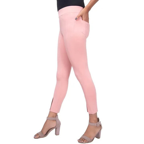 Ladies Cotton Pink Jeggings