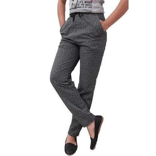 Ladies Grey Printed Cotton Lower