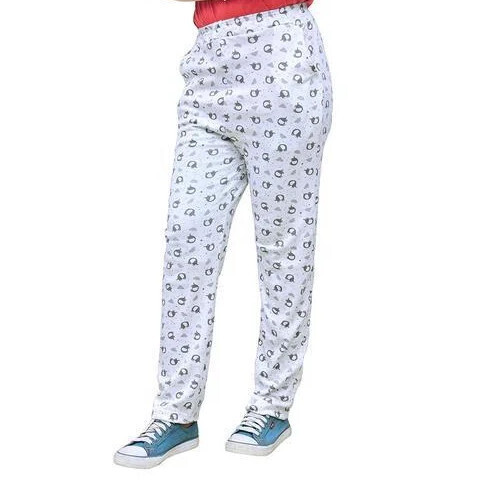 Ladies White Printed Cotton Lower