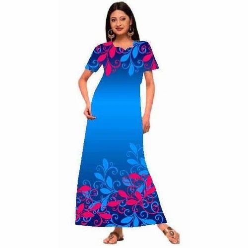 Fancy Printed Ladies Cotton Gown