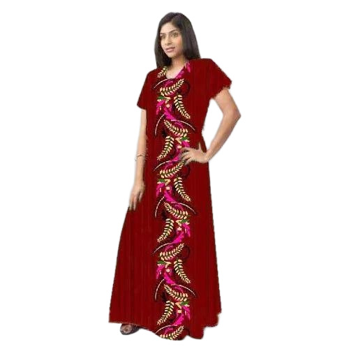 Flower Print Ladies Cotton Gown