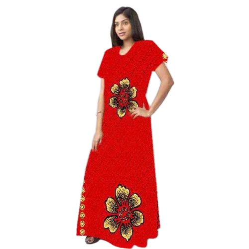 Medium Size Half Sleeves Ladies Cotton Gown