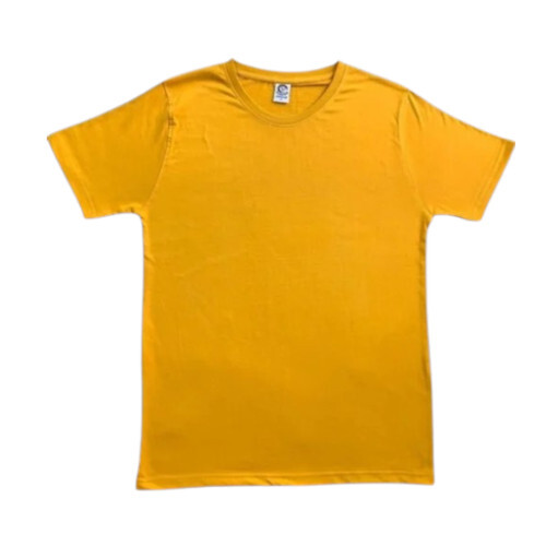 Mens Yellow Plain T Shirt