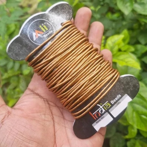 2 MM Mettalic Brown LEATHER Cord