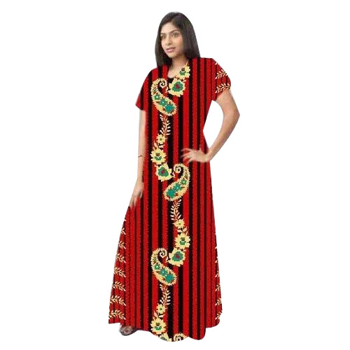 Half Sleeves Printed Ladies Cotton Gown
