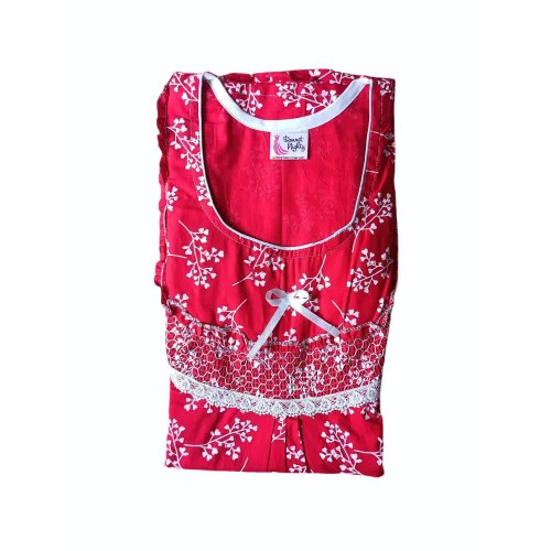 Ladies Designer Nighty - Color: Red