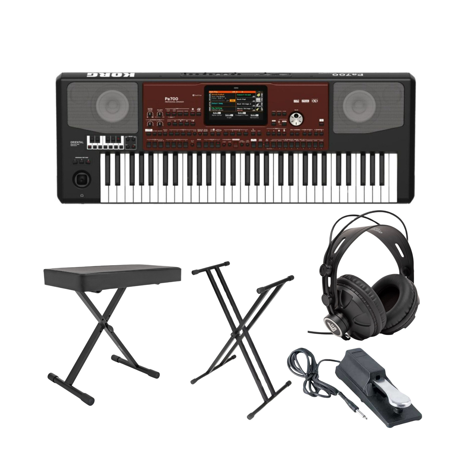 Korg Pa700or 61-key Professional Arranger Keyboard Bench Set
