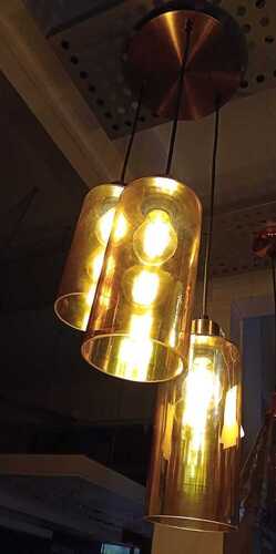 Muziris 3-Head Gold Cylindrical Pendant Light - Input Voltage: Ac 220V A   240V Volt (V)