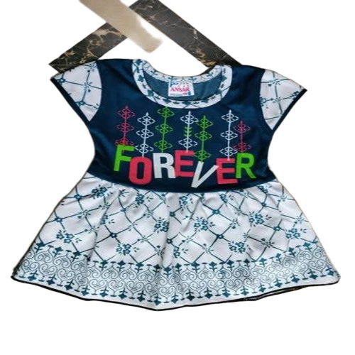 Blue Girls Kids Cotton Frocks