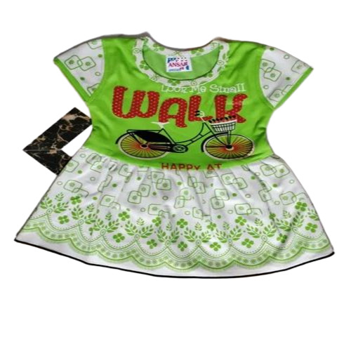Green Girls Kids Cotton Frocks