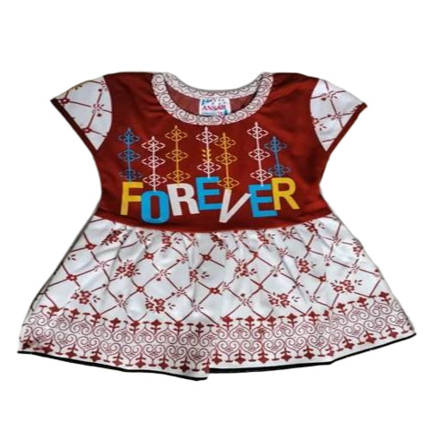 Maroon Girls Kids Cotton Frocks