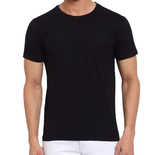 Mens Cotton Black T Shirt