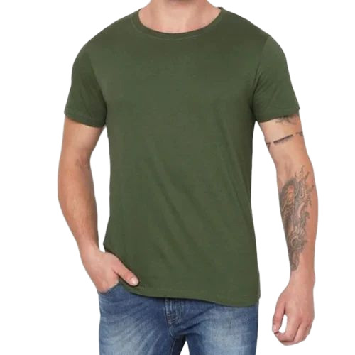 Mens Cotton Olive Green T Shirt