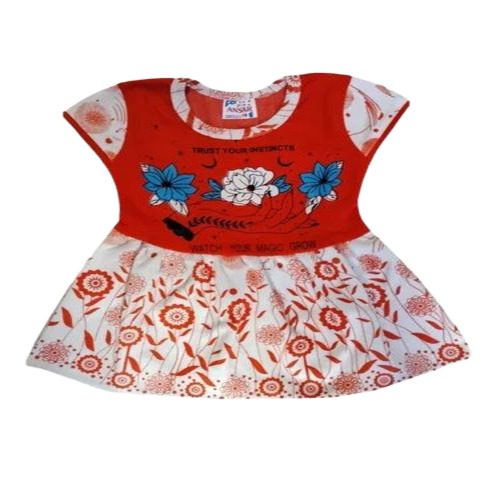 Red Girls Cotton Frocks