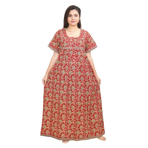 Full Length Paradise Floral Printed Cotton Nighty
