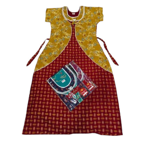 Ladies Round Neck Printed Cotton Rajwadi Nighty