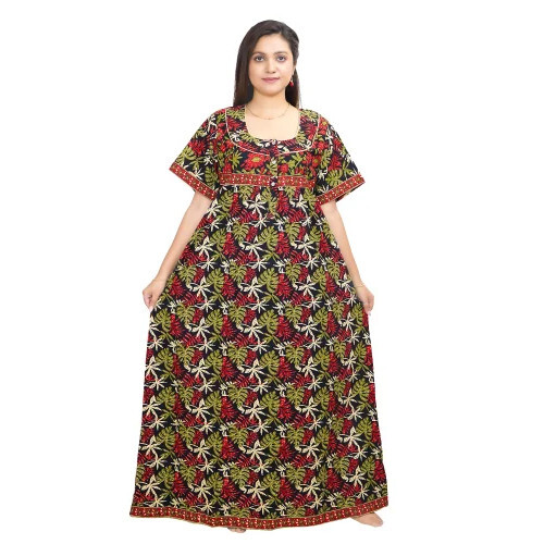 Paradise Floral Printed Cotton Full Nighty