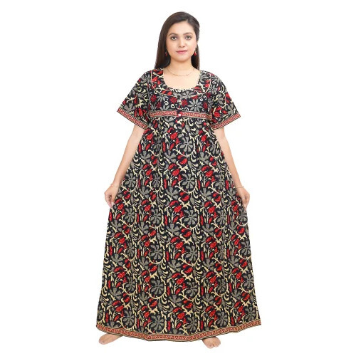 Paradise Floral Printed Cotton Nighty for Ladies