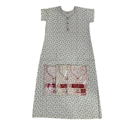 Printed Ladies Cotton Night Gown - Color: Multicolor
