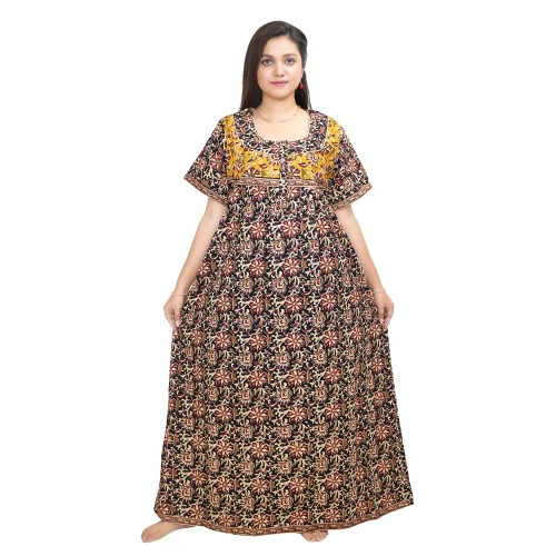 Regular Fit Paradise Floral Printed Cotton Nighty