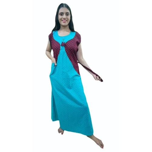 Skyblue Violet Ladies Cotton Nighty
