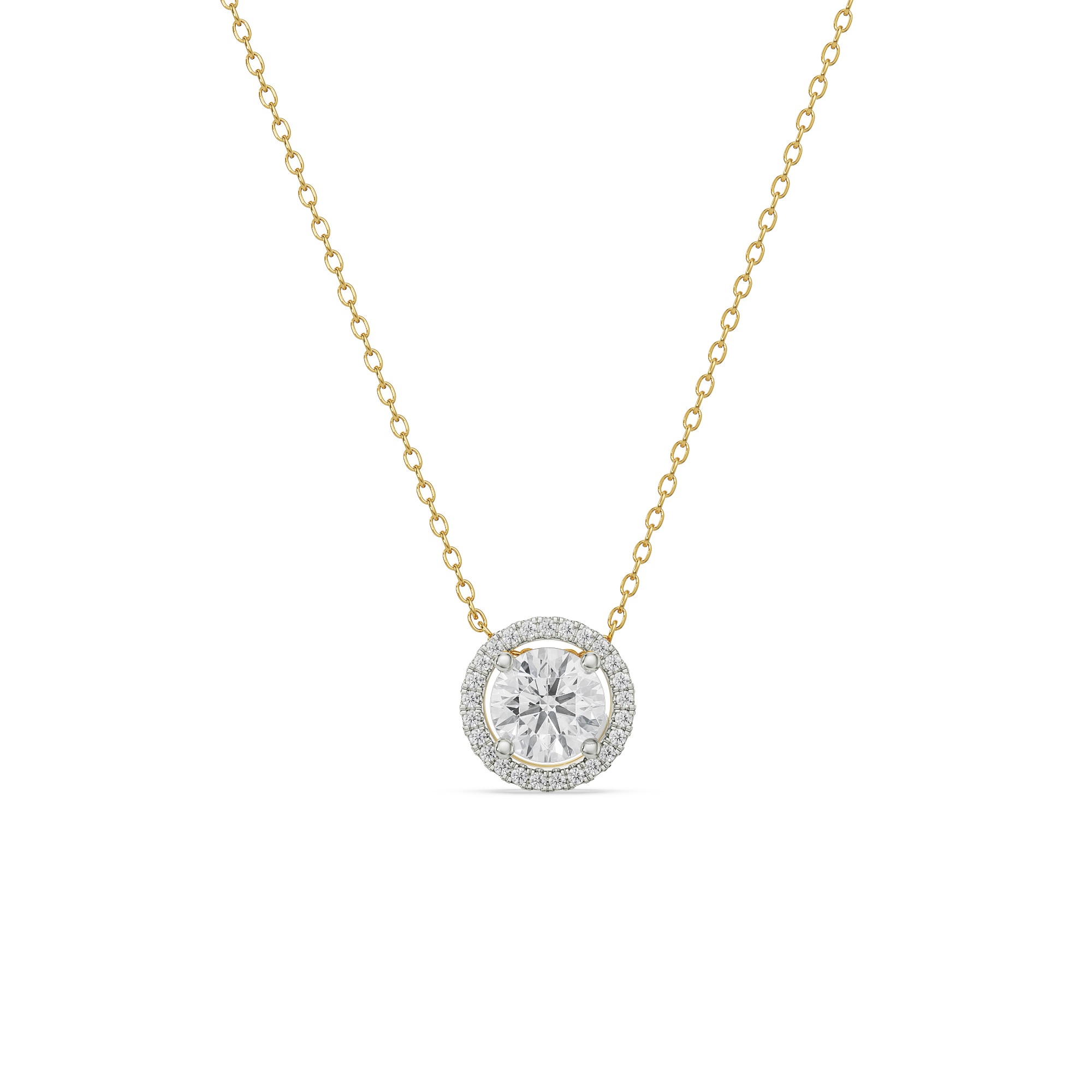 Round Diamond Necklace In 14kt/18kt - Color: White