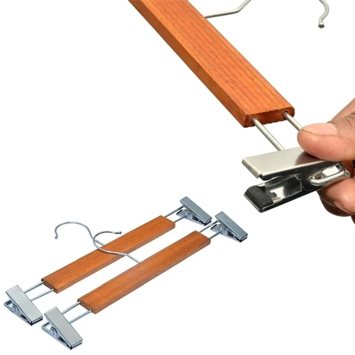 Wooden Hangers With Clips (Natural Color)