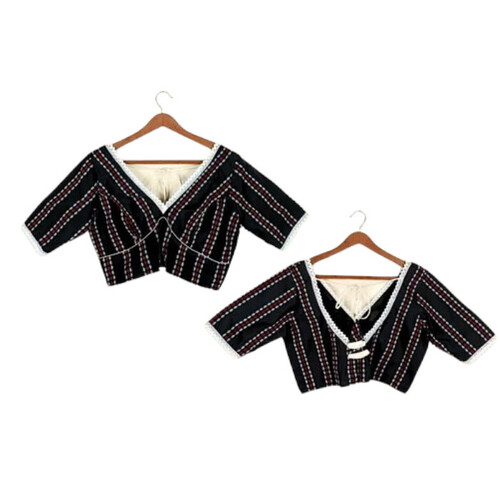 Ladies Black Cotton Embroidered Blouse
