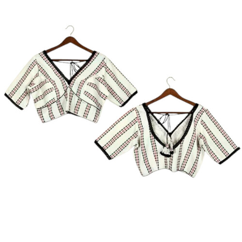 Ladies White Cotton Embroidered Blouse