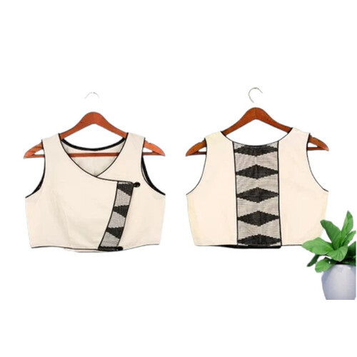 Ladies White Cotton Sleeveless Blouse