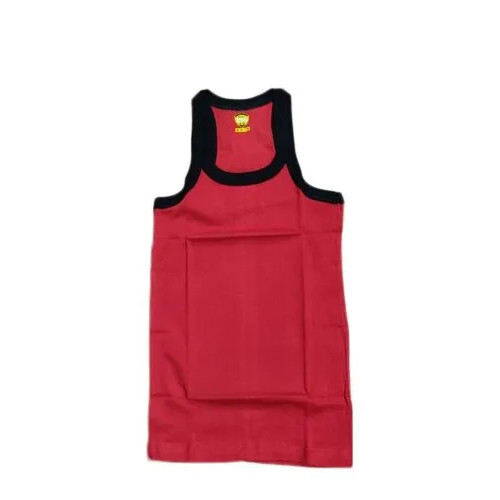 Red Men Cotton Vest - Pattern: Plain